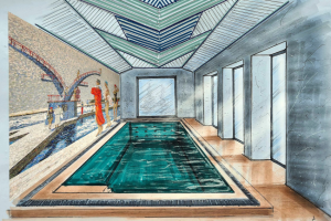 Скетч бассейна в загородном доме