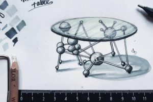 Скетч стеклянного столика