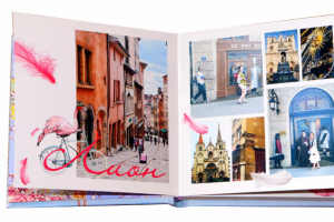 Разворот фотокниги "В край лаванды и розовых фламинго"