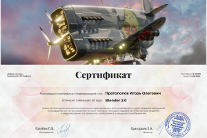 Сертификат Junior 3D graphic Artist