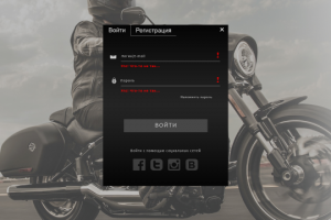 Окно входа с ошибками. Тренировочный макет