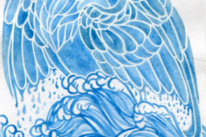 Иллюстрация на тему "Феникс возрождающийся из воды"