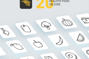 Разработка иконок в стиле Outline на тему Здоровое питание