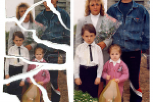 Монтаж порванной фотографии + ретушь