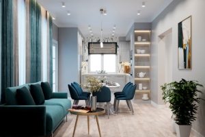 Кухня-гостиная в загородном доме. Подмосковье.