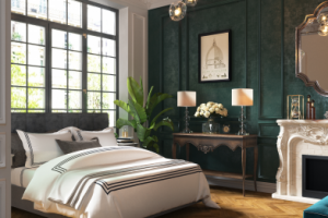 Спальня в зеленых тонах