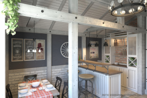 Дизайн интерьера летней кухни в стиле немецкого паба