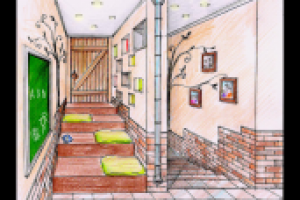 Оформление лестницы, ведущей на детский этаж таунхауса