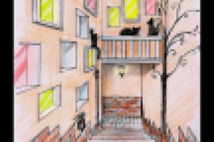 Оформление лестницы, ведущей на детский этаж таунхауса