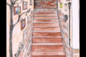 Оформление лестницы, ведущей на детский этаж таунхауса