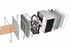 опорный блок уличной скамейки с LED-освещением