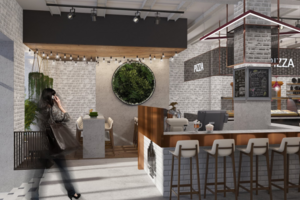 Interior visualisation of food court Manor of Food in the center