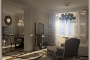 Интерьер гостиной в частной квартире в Москве, ул. Профсоюзная