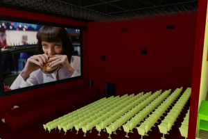 Интерьер зала кинотеатра "Красный пёс" в программе ArchiCAD