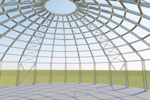 Модель стального каркаса сетчатого купола в программе ArchiCAD