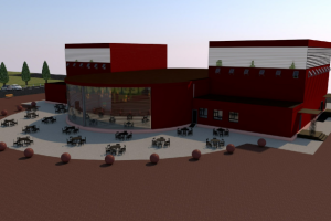 Модель артхаус-кинотеатра "Красный пёс" в программе ArchiCAD