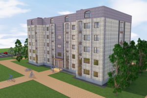 Модель 5-этажного жилого дома в программе ArchiCAD