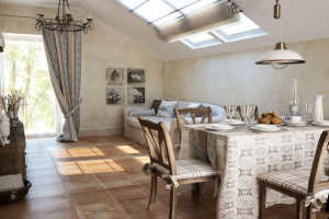 Дизайн и визуализация кухни гостиной в стиле прованс