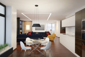 3d визуализация гостиной в ультрасовременном стиле