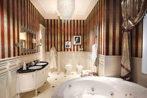 Дизайн и визуализация ванной комнаты в стиле арт деко