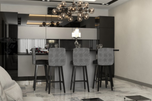 3d визуализация гостиной в современном стиле