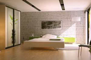 3d визуализация спальни в стиле хай тек, лофт