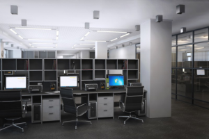 3d визуализация офиса в современном стиле