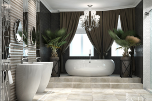 Дизайн ванной комнаты в стиле арт деко