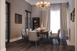 Дизайн и визуализация столовой в стиле современная классика