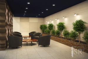 Дизайн зоны отдыха актового зала учебного заведения