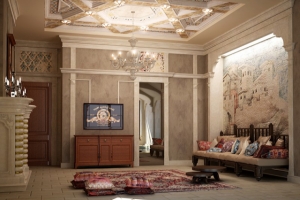 Дизайн и визуализация комнаты отдыха в мараканском стиле