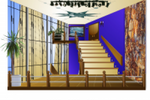 Интерьер лестничной клетки в морской гостинице (вектор)