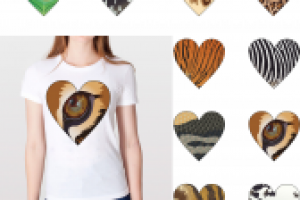 Принт на футболку сердечки-животные