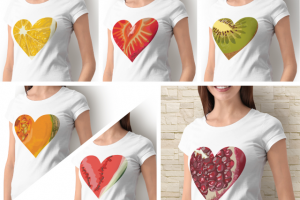 Принт на футболку сердечки-фрукты