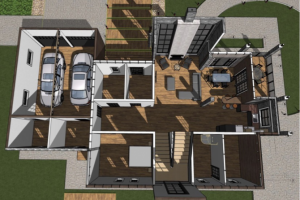 Планировка 1го этажа в 3д эскиз