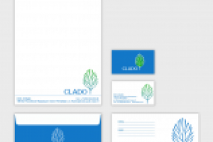 Бланк, конверт и визитка компании "Clado"
