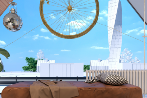 Спальня. Дом в стиле лофт.