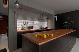 Гостиная и кухня.