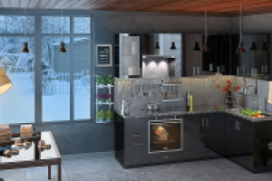 Черная угловая кухня