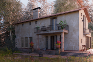 дом в лесу. день.