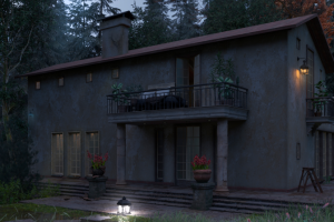 Дом в лесу. Вечер.