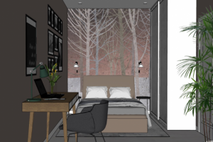 Дизайн спальни. Стилизованный интерьер.