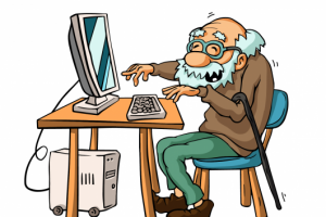 Дедуля за компьютером
