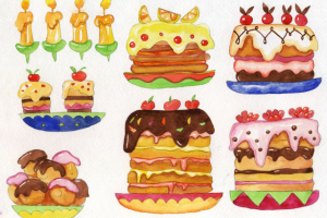 Акварельные тортики.