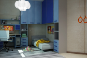 Дизайн проект интерьера спальни мальчика (детская)