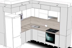 Кухонный гарнитур двухярусный