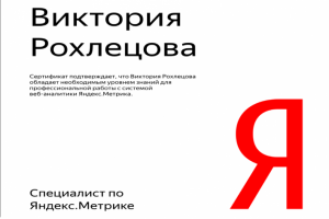 Сертификат Яндекс.Метрика
