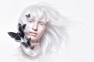 Albino Alice with butterflies (Mesmerizing style)