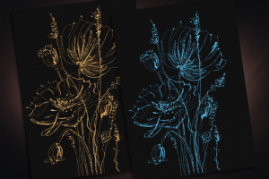 Маки (gold & neon) цифровая иллюстрация