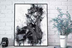 Amour (Ink style art + oil)